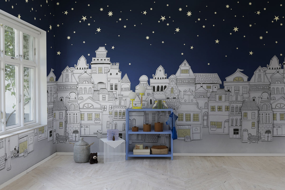R18211 Star Town Night Wonder World Mural by Rebel Walls