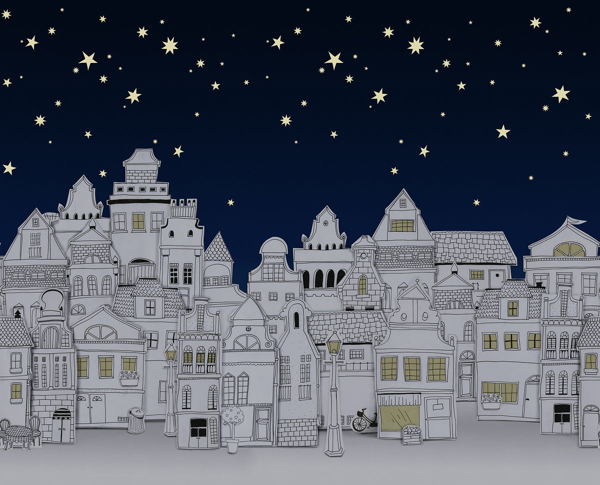R18211 Star Town Night Wonder World Mural by Rebel Walls