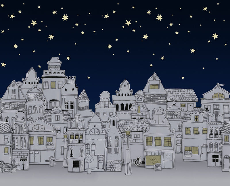 R18211 Star Town Night Wonder World Mural by Rebel Walls