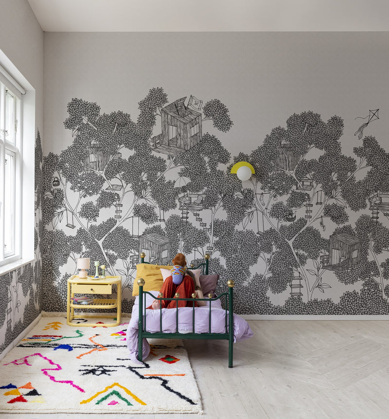 R18222 Playground Graphite Wonder World Mural by Rebel Walls