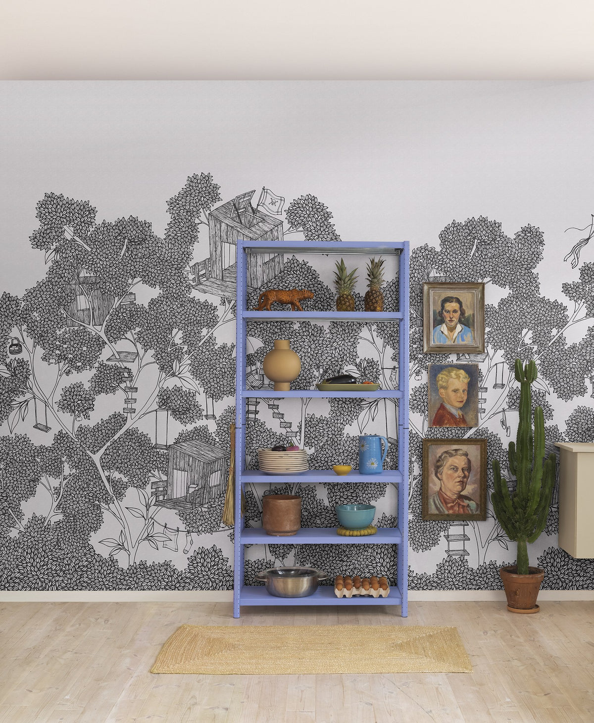 R18222 Playground Graphite Wonder World Mural by Rebel Walls