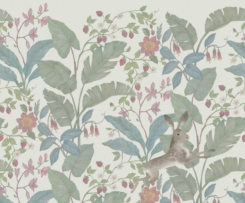 R18233 Strawberry Field Ivory Wonder World Mural by Rebel Walls