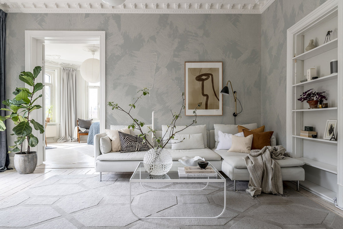 R18322 Brush Light Blue Simplicity Mural by Rebel Walls