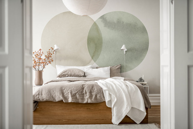 R18331 Eclipse Beige Green Simplicity Mural by Rebel Walls