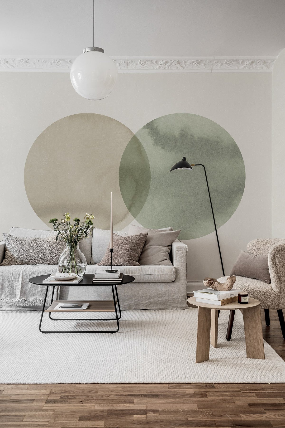 R18331 Eclipse Beige Green Simplicity Mural by Rebel Walls