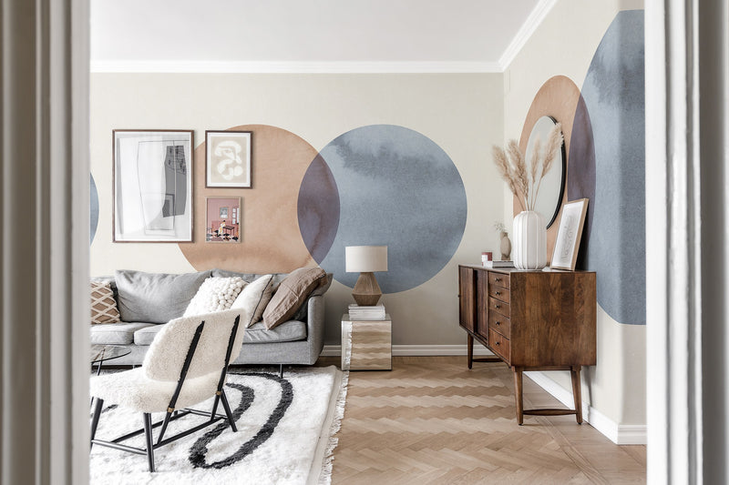 R18332 Eclipse Red Blue Simplicity Mural by Rebel Walls