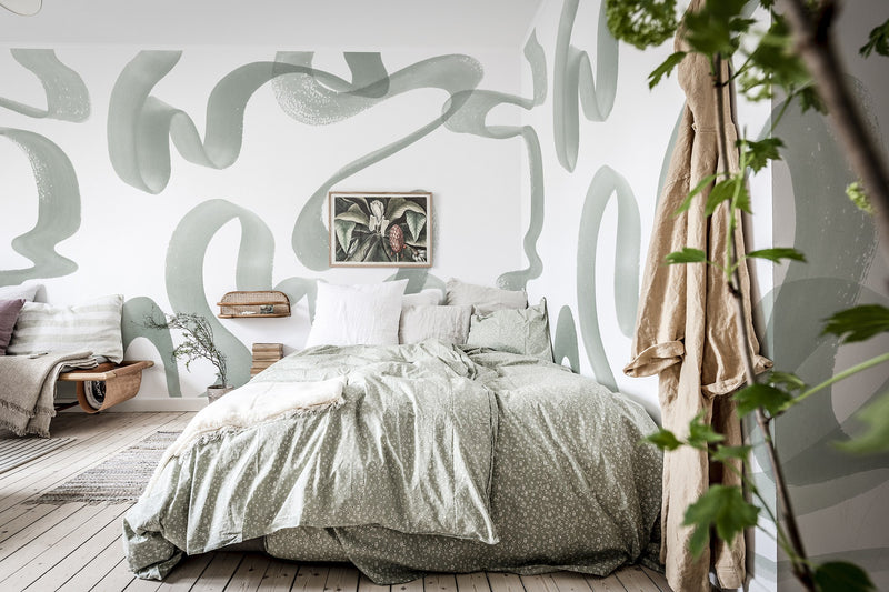 R18351 Waves Green Simplicity Mural by Rebel Walls