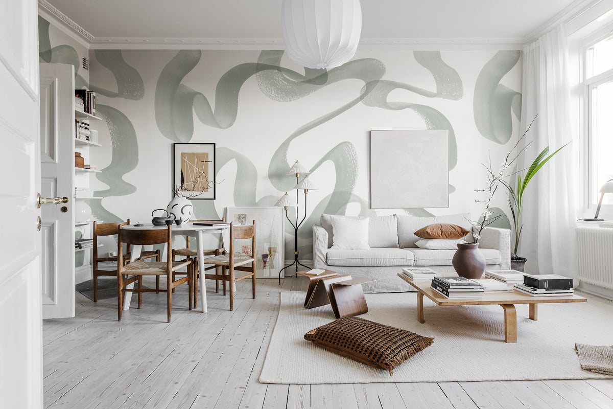 R18351 Waves Green Simplicity Mural by Rebel Walls