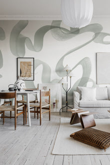 R18351 Waves Green Simplicity Mural by Rebel Walls