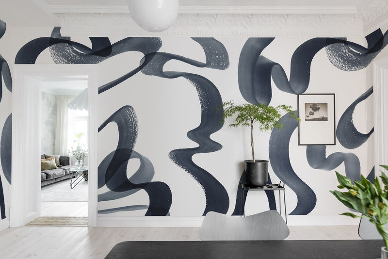 R18352 Waves Ink Simplicity Mural by Rebel Walls