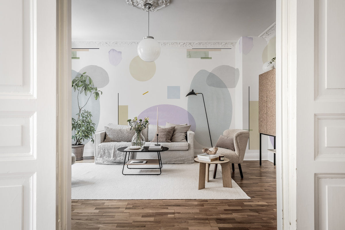 R18362 Geometry Lilac Simplicity Mural by Rebel Walls