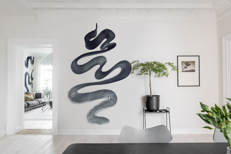 R18411 Stroke Ink Simplicity Mural by Rebel Walls