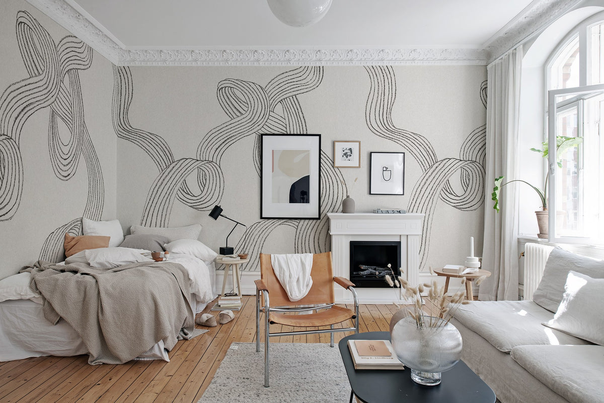 R18422 Stripes Graphite Simplicity Mural by Rebel Walls