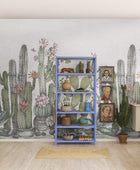 R18452 Playfull Cactus Ivory Wonder World Mural by Rebel Walls
