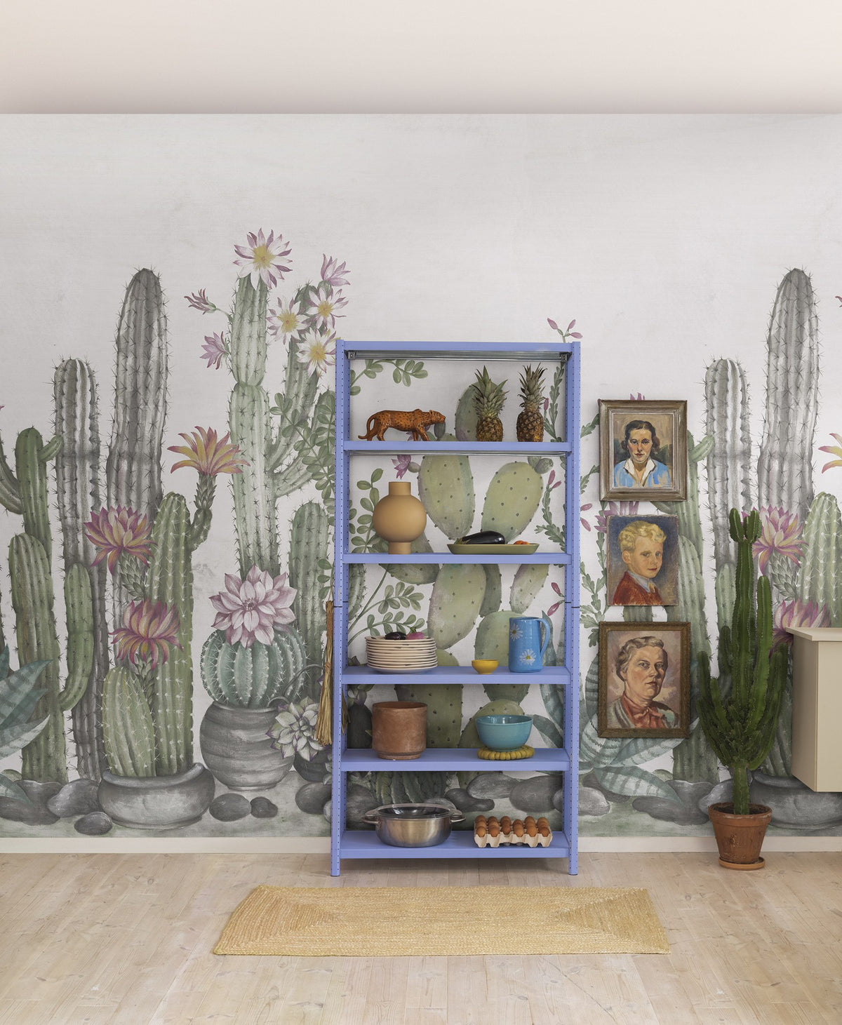 R18452 Playfull Cactus Ivory Wonder World Mural by Rebel Walls