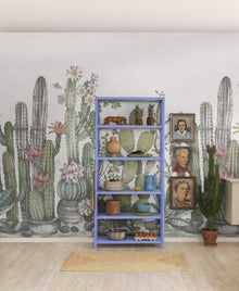 R18452 Playfull Cactus Ivory Wonder World Mural by Rebel Walls