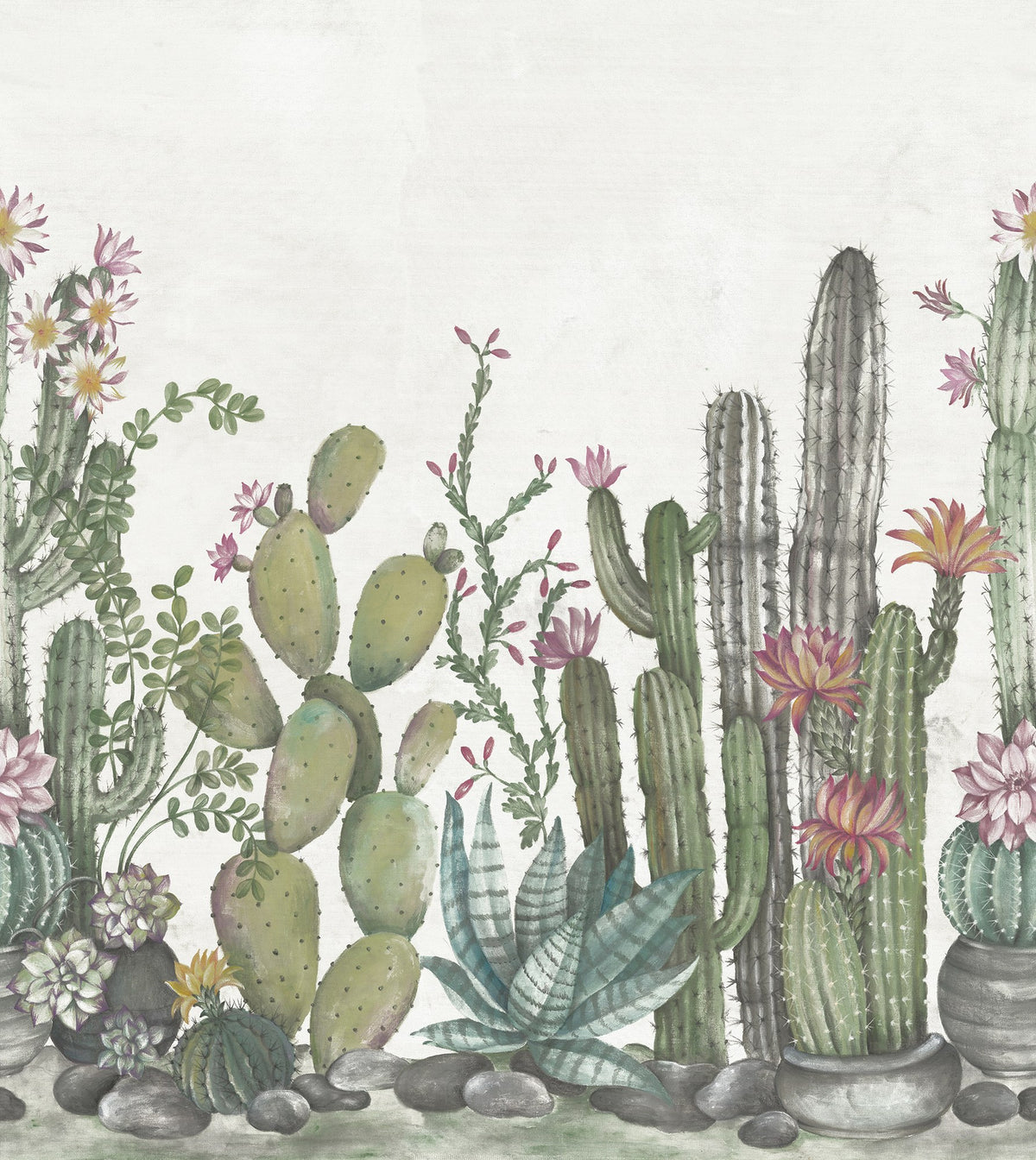 R18452 Playfull Cactus Ivory Wonder World Mural by Rebel Walls