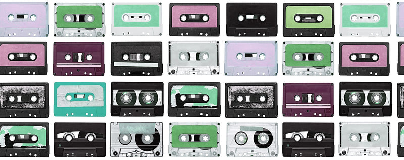 R18516 Casette Tape Purple Rain Pops Wallpaper by Rebel Walls