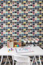 R18517 Casette Tape Piccadilly Circus Pops Wallpaper by Rebel Walls
