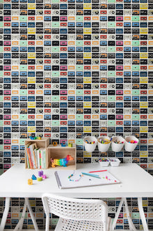 R18517 Casette Tape Piccadilly Circus Pops Wallpaper by Rebel Walls