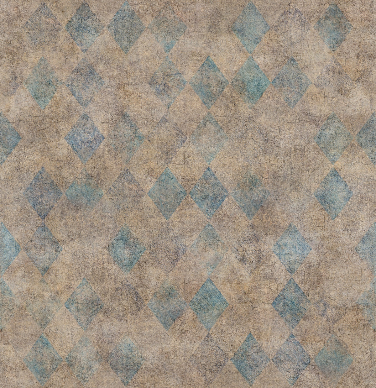 R18518 Small Patinated Diamonds Turquoise Pops Wallpaper by Rebel Walls