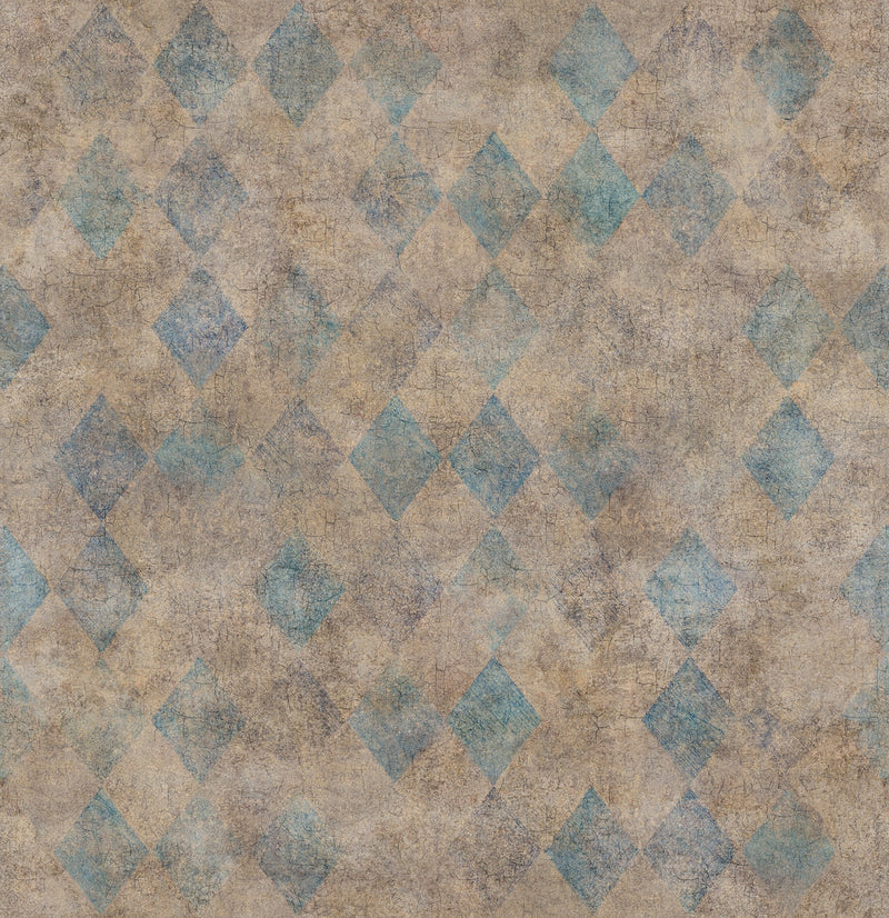 R18518 Small Patinated Diamonds Turquoise Pops Wallpaper by Rebel Walls