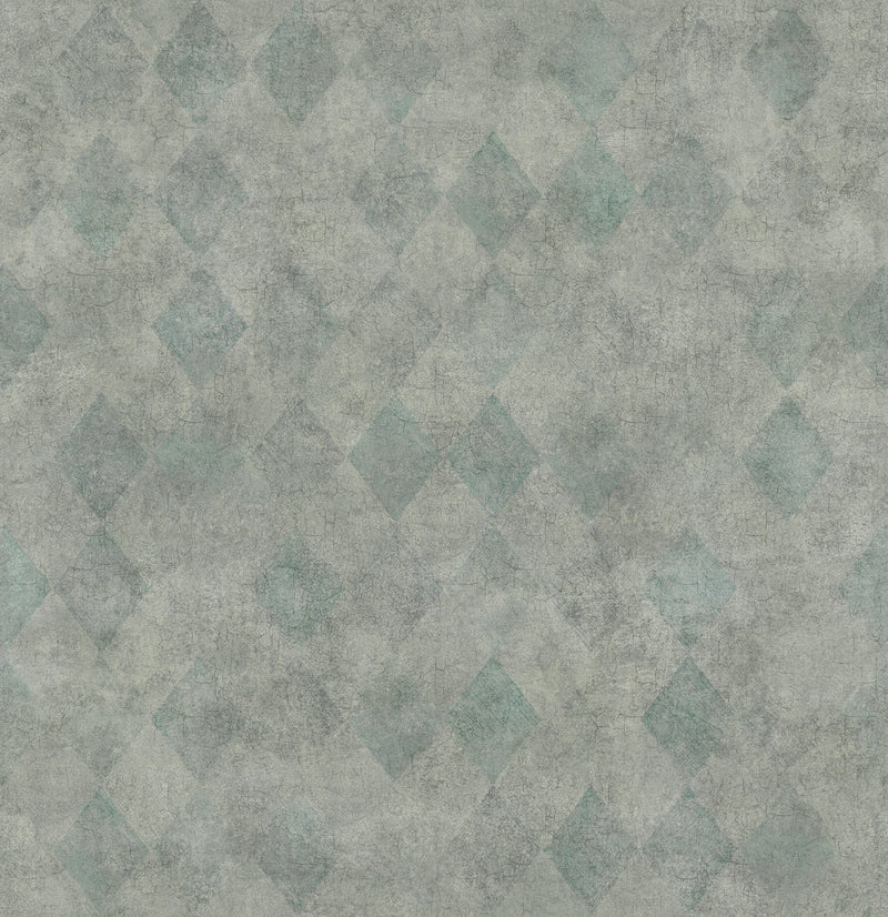 R18521 Small Patinated Diamonds Fancy Green Pops Wallpaper by Rebel Walls