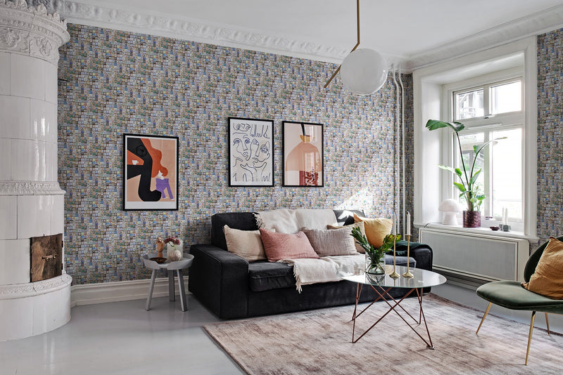 R18522 Tiny House Numbers Colorful Pops Wallpaper by Rebel Walls