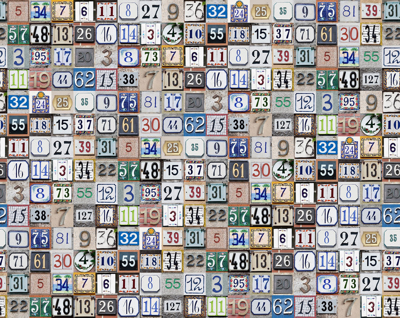 R18522 Tiny House Numbers Colorful Pops Wallpaper by Rebel Walls