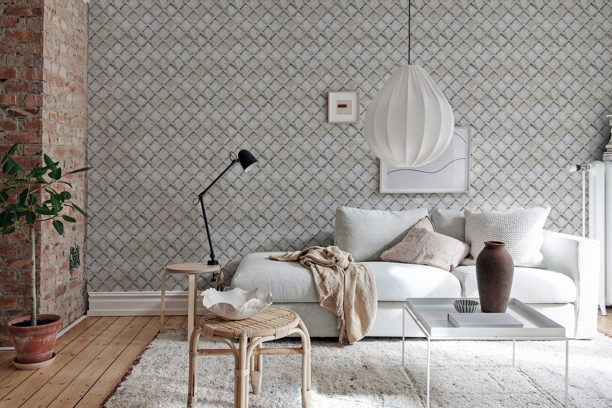 R18525 Small Concrete Trellis Harsh Grey Pops Wallpaper by Rebel Walls