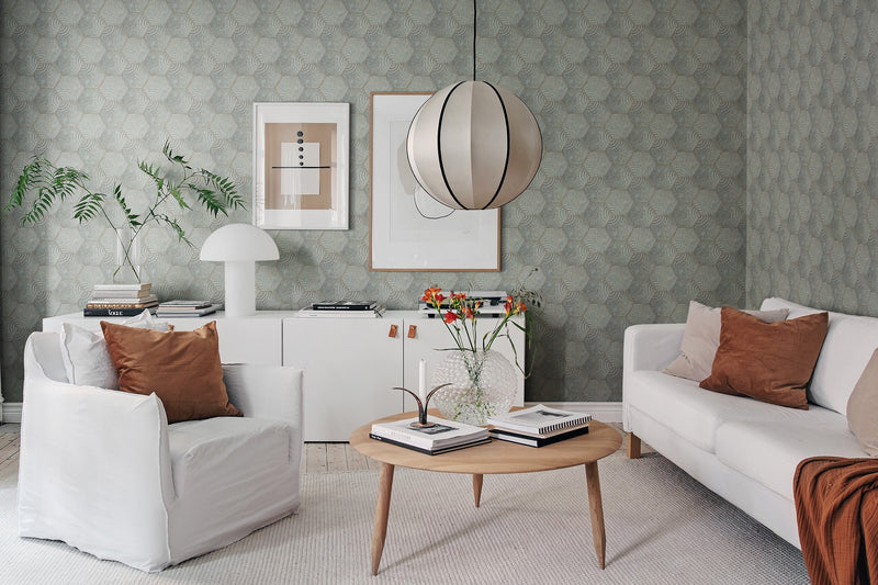 R18526 Hexagon Tiles Jade Pops Wallpaper by Rebel Walls