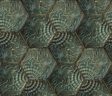 R18527 Hexagon Tiles Emerald Pops Wallpaper by Rebel Walls