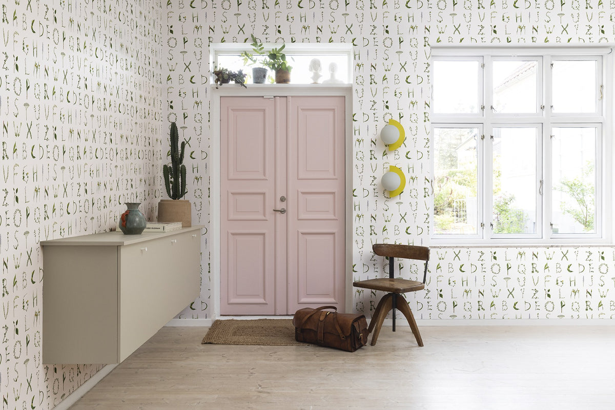R18532 Floral Alphabet Mini English Pops Wallpaper by Rebel Walls