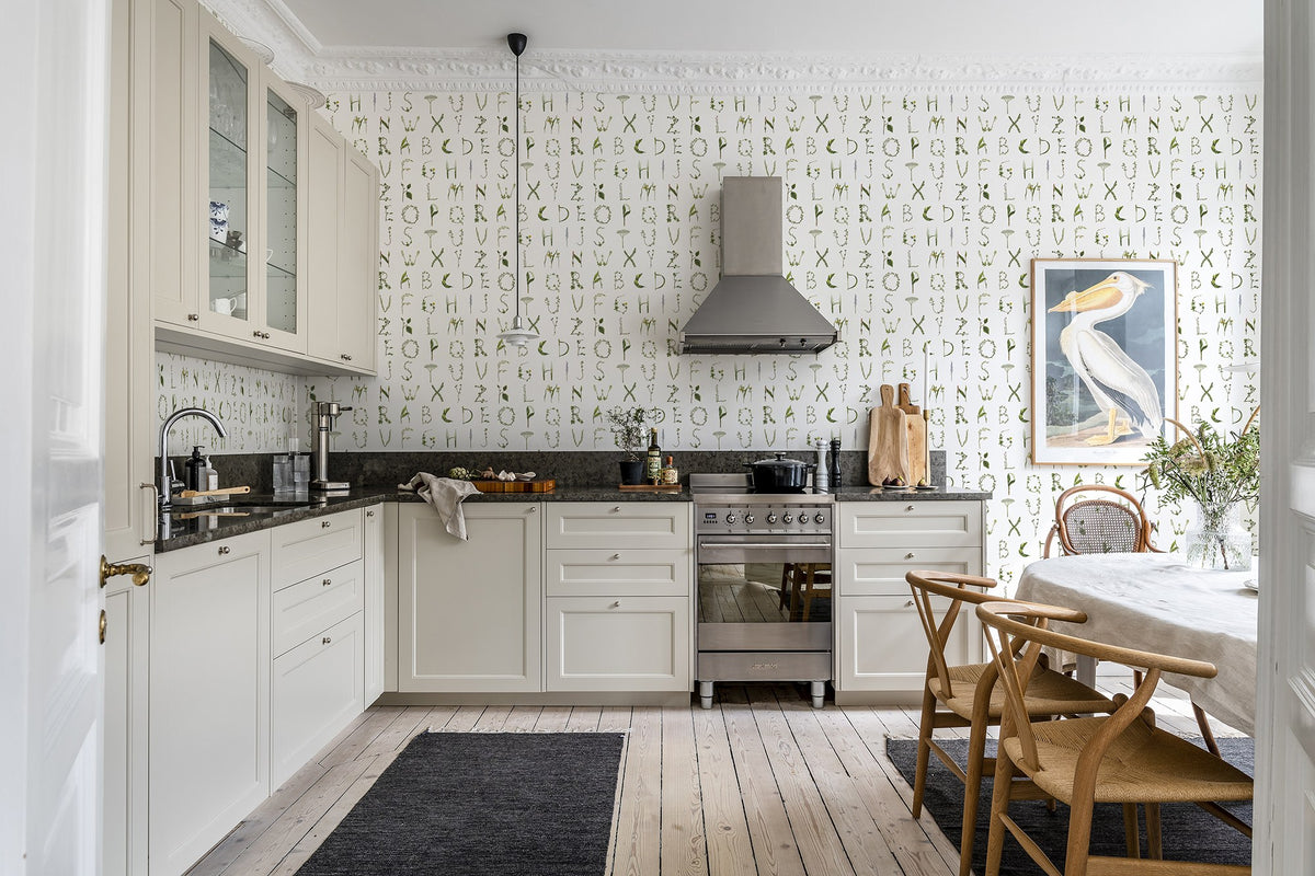 R18532 Floral Alphabet Mini English Pops Wallpaper by Rebel Walls