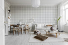 R18536 Square Tiles Clean White Pops Wallpaper by Rebel Walls