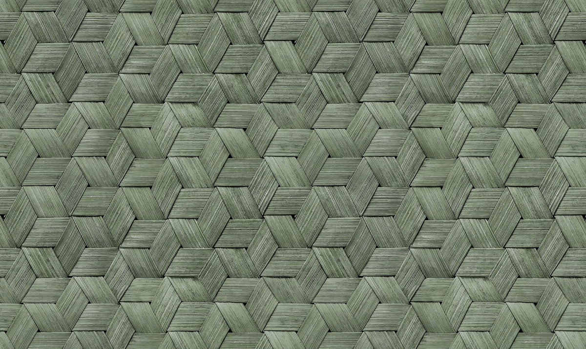 R18537 Small Birch Bark Braids Forest Green Pops Wallpaper by Rebel Walls