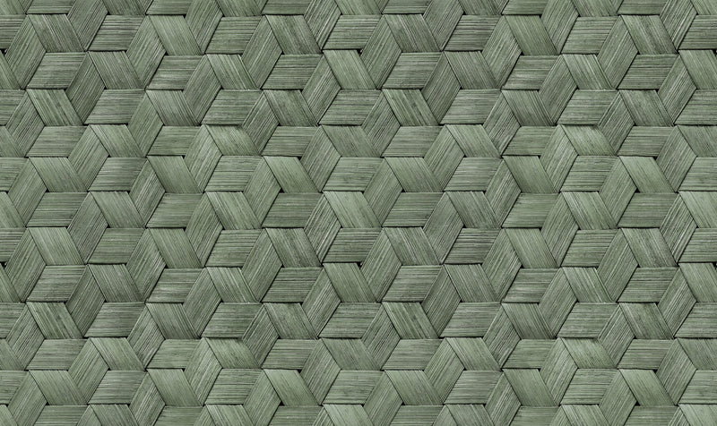R18537 Small Birch Bark Braids Forest Green Pops Wallpaper by Rebel Walls