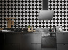 R18551 Checkered Tiles Black & White Pops Wallpaper by Rebel Walls