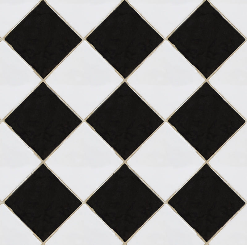 R18551 Checkered Tiles Black & White Pops Wallpaper by Rebel Walls