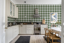 R18552 Checkered Tiles White & Green Pops Wallpaper by Rebel Walls