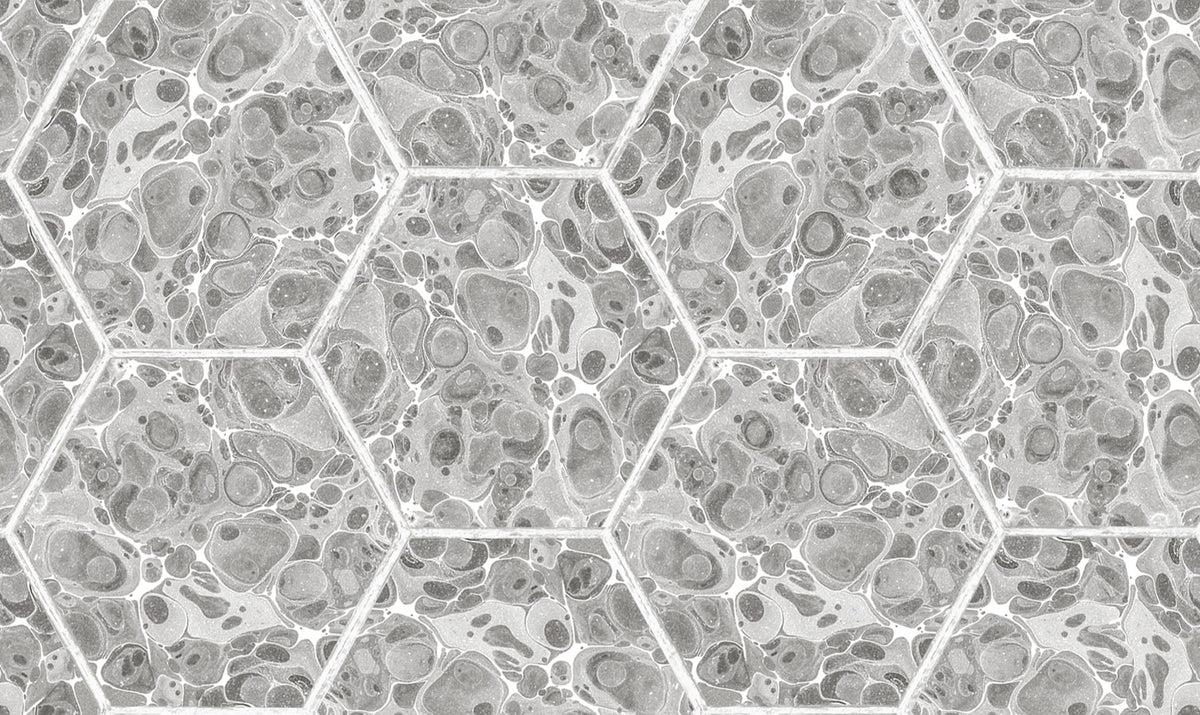 R18558 Marbled Hexagon Tiles Gray Pops Wallpaper by Rebel Walls