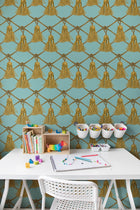 R18561 Tassels Soft Turquoise Pops Wallpaper by Rebel Walls