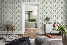 R18567 Arch Deco Bijou Soft Green Pops Wallpaper by Rebel Walls