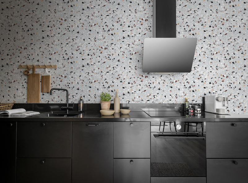 R18570 Terrazzo Ice Blue Pops Wallpaper by Rebel Walls