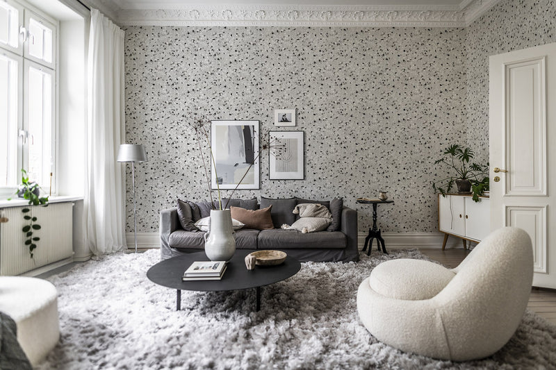 R18571 Terrazzo Stone Grey Pops Wallpaper by Rebel Walls