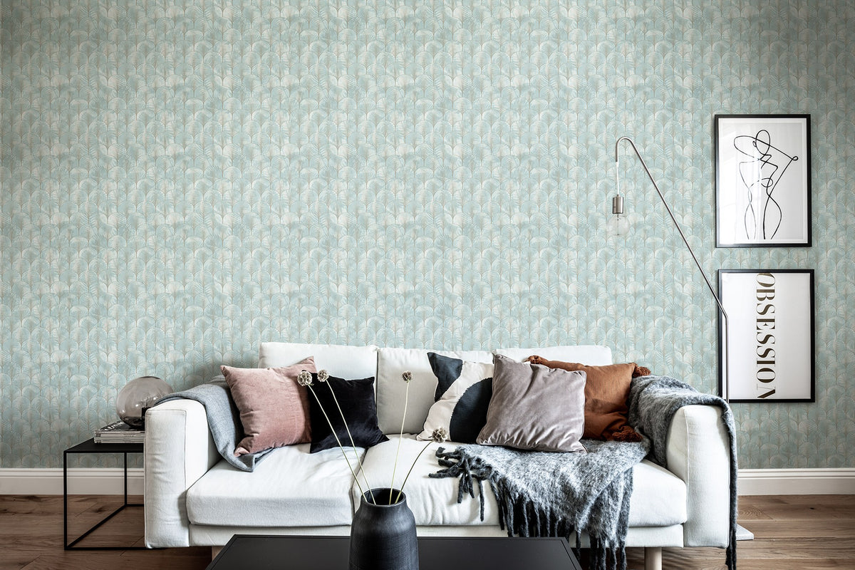 R18574 Art Deco Palms Silver Pops Wallpaper by Rebel Walls