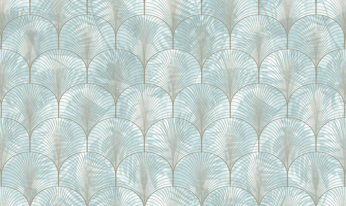 R18574 Art Deco Palms Silver Pops Wallpaper by Rebel Walls