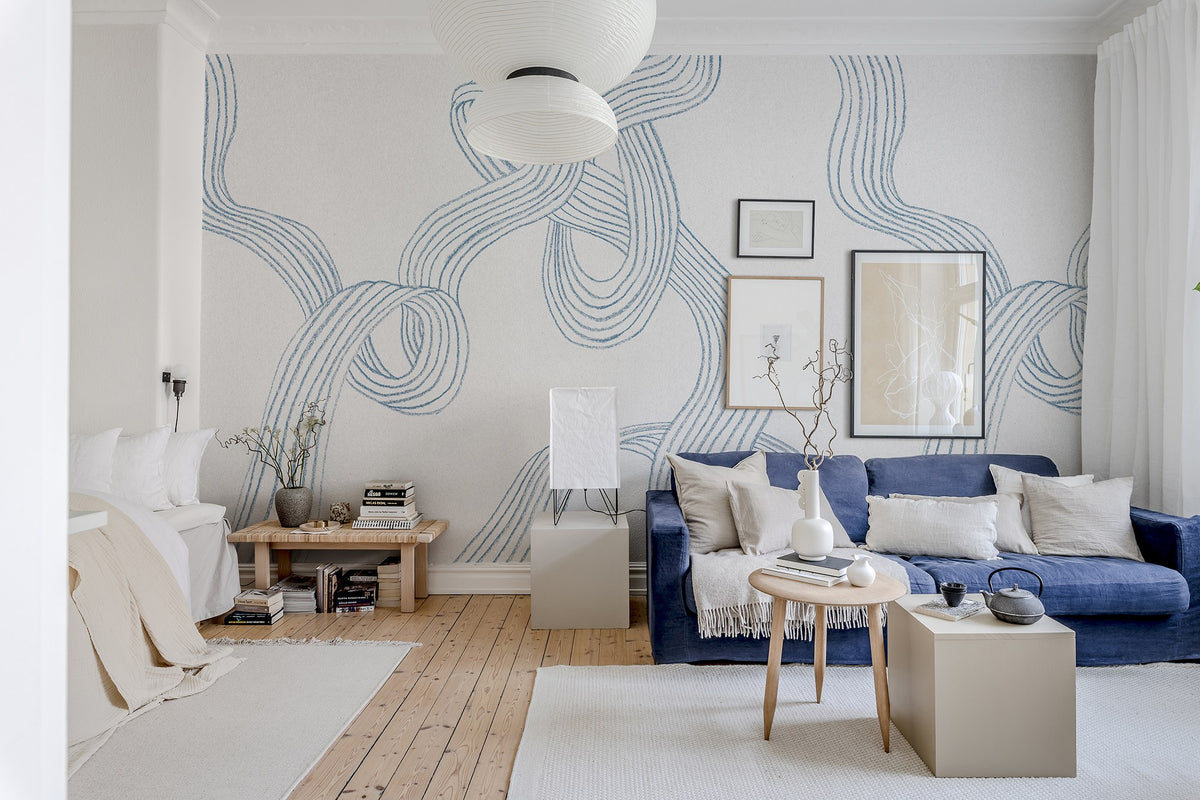 R18585 Stripes Light Blue Simplicity Mural by Rebel Walls