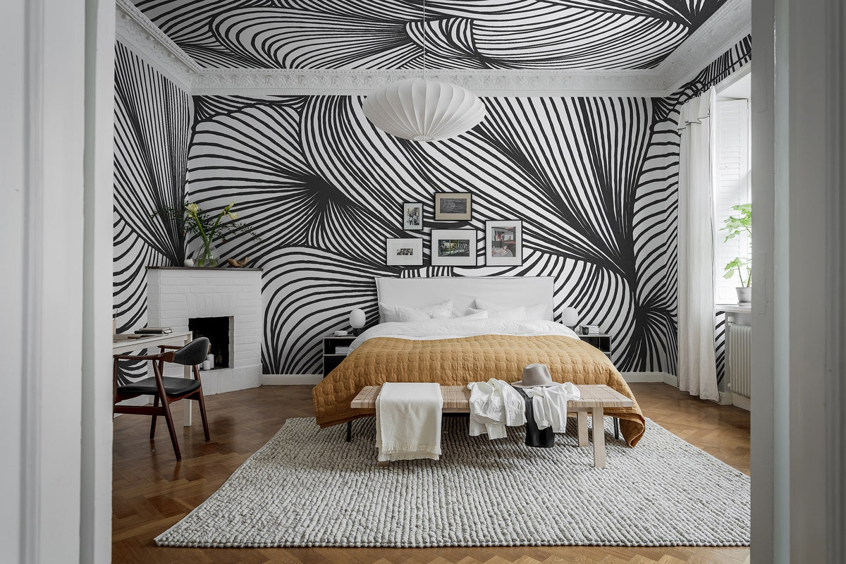 R18597 Opulence Lines Graphite Simplicity Mural by Rebel Walls