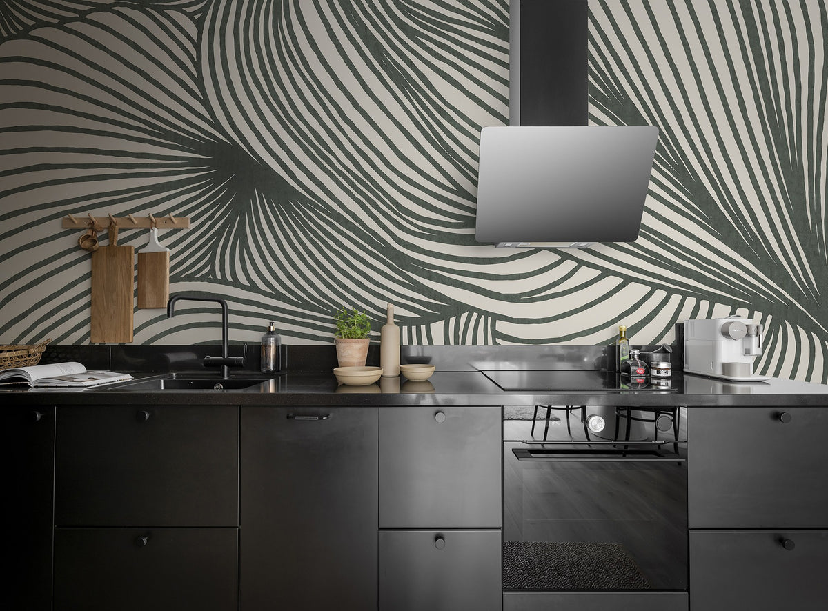 R18598 Opulence Lines Moss Simplicity Mural by Rebel Walls